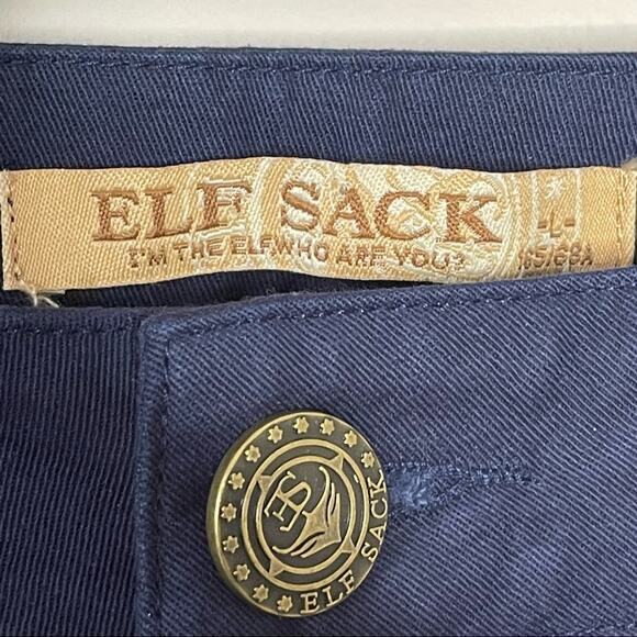 ELF SACK navy abstract print artsy statement slim leg pants size large - Picture 5 of 8